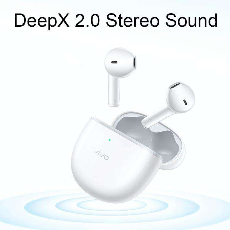 vivo TWS Air Half In-Ear Wireless Dual Microphone AI Call Noise Reduction Bluetooth Earphones(White)