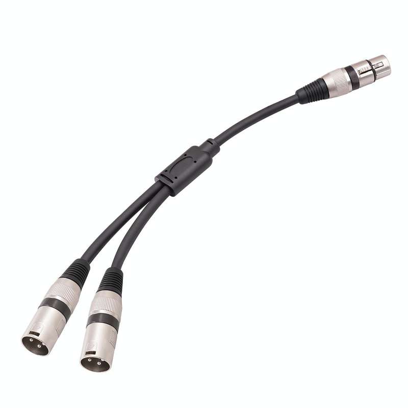 2055YMMF-05 XLR 3pin Female to Dual Male Audio Cable, Length: 50cm(Black)
