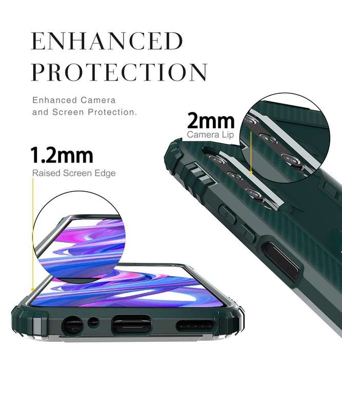 For Huawei P30 Carbon Fiber Protective Case with 360 Degree Rotating Ring Holder(Green)