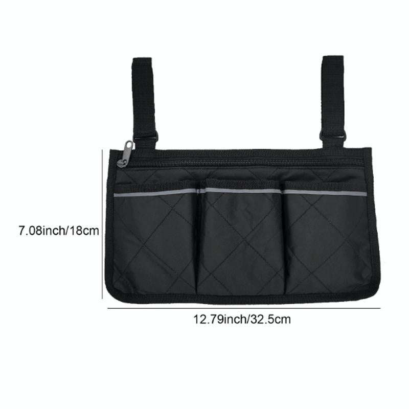 Walking Aid Wheelchair Armrest Side Storage Bag Car Storage Hanging Bag(Red Wine)