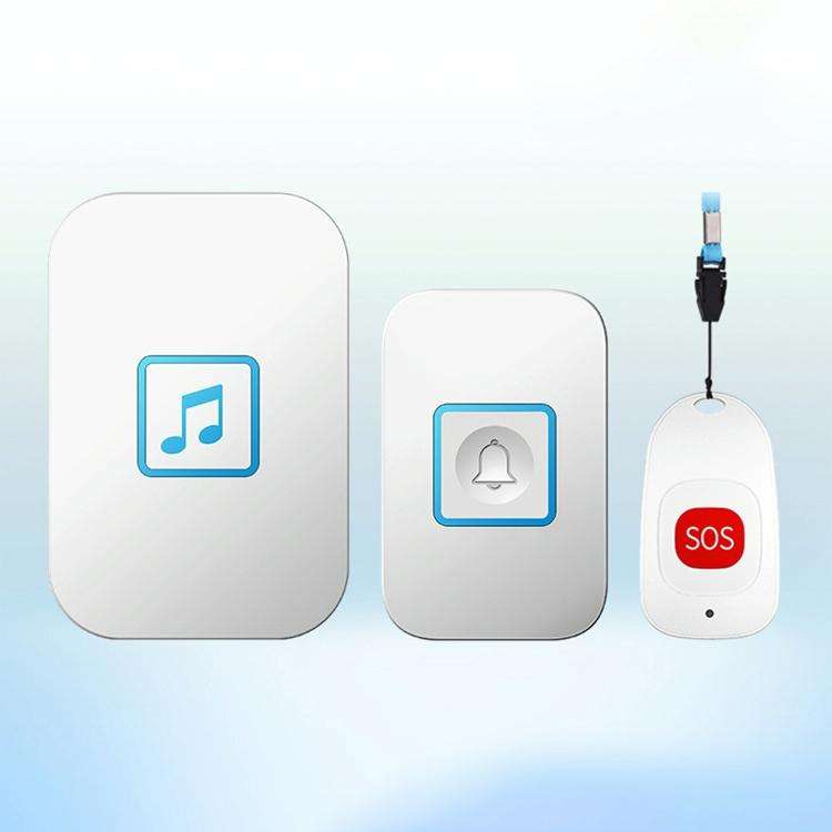 CACAZI C86 Wireless SOS Pager Doorbell Old man Child Emergency Alarm Remote Call Bell, UK Plug(Wh...