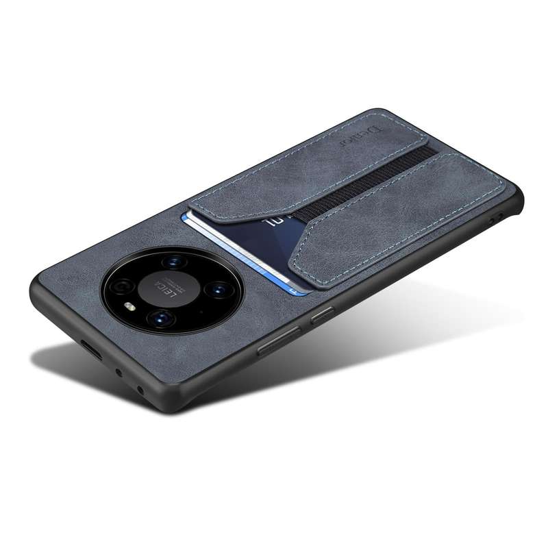 For Huawei Mate 50 Pro Denior DV Elastic Card PU Back Cover Phone Case(Grey)