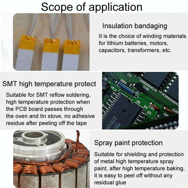 45mm High Temperature Resistant Clear Heat Dedicated Polyimide Tape with Silicone Adhesive, Lengt...