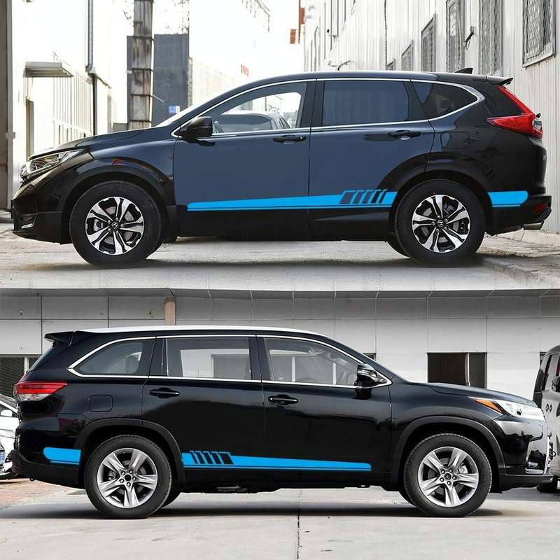 2 PCS/Set D-608 Stripe Pattern Car Modified Decorative Sticker(Blue)