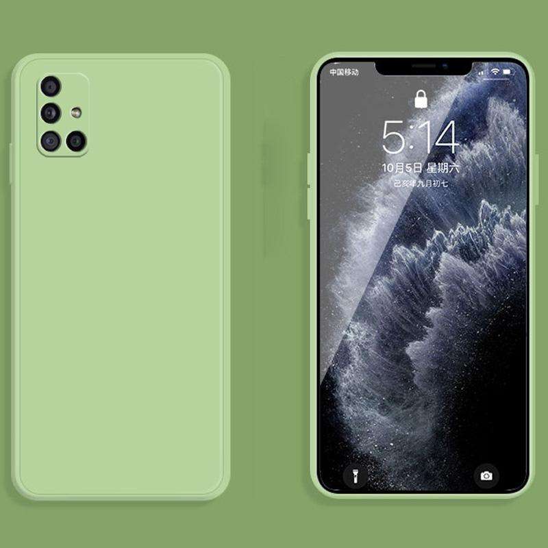 For Samsung Galaxy A71 Solid Color Imitation Liquid Silicone Straight Edge Dropproof Full Coverag...