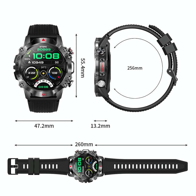 K10 1.39 inch IP67 Waterproof Smart Watch, Support Heart Rate / Sleep Monitoring(Black Silver)