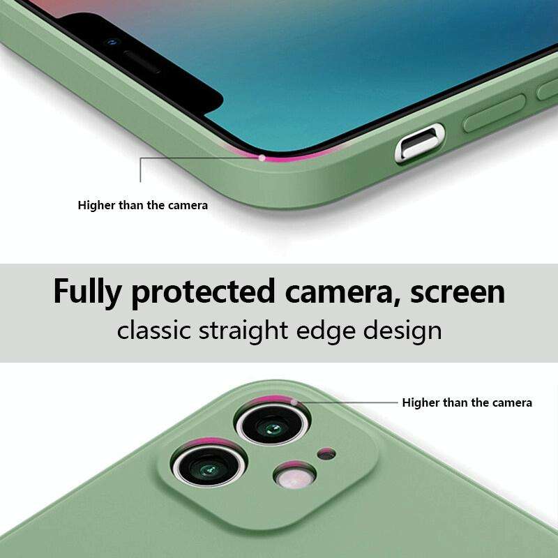 For iPhone 13 mini Silicone Phone Case with Wrist Strap(Matcha Green)