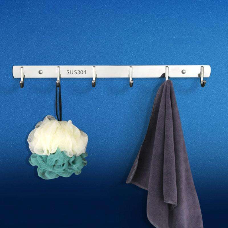 304 Stainless Steel No Punching Door Rear Coat Hook, Specification: 6 Hooks