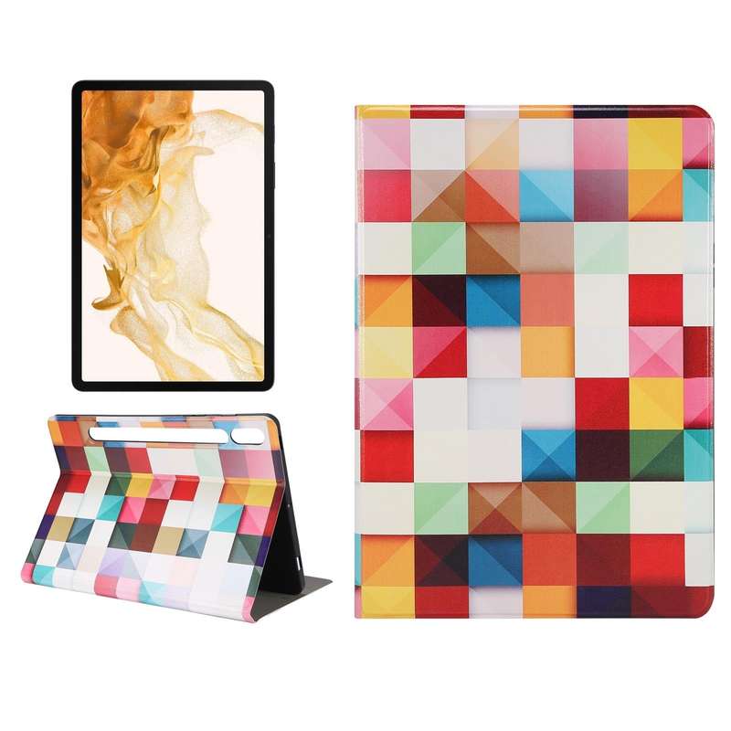 For Samsung Galaxy Tab S8 / Tab S7 Painted Voltage Pen Slot Tablet Smart Case(Fantasy Cube)
