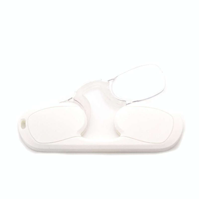 Clip-nose Reading Glasses Portable Reading Mirror No Mirror Leg Glasses, Degree: +300(White)
