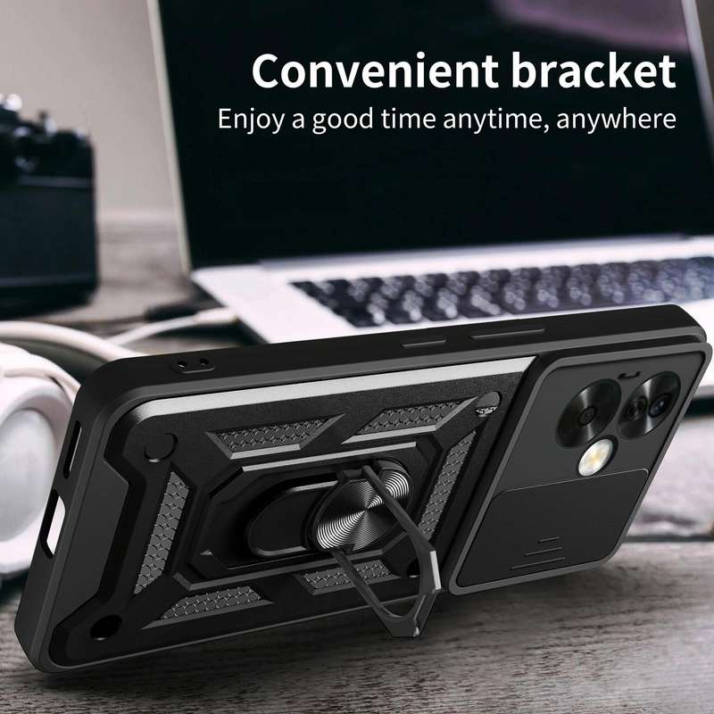 For OPPO A79 5G Global Sliding Camera Cover Design TPU Hybrid PC Phone Case(Blue)