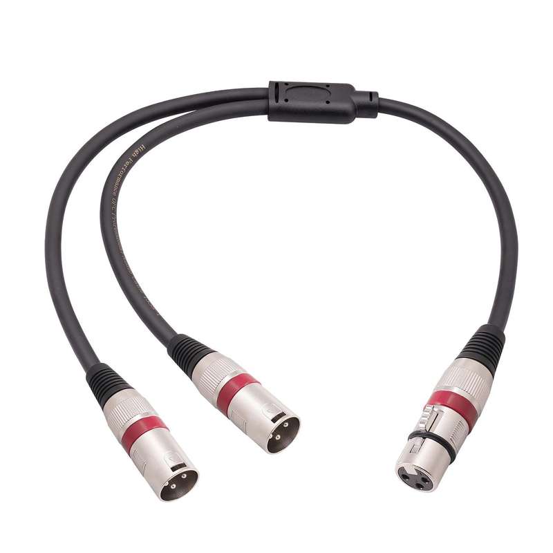 2055YMMF-05 XLR 3pin Female to Dual Male Audio Cable, Length: 50cm(Black+Red)