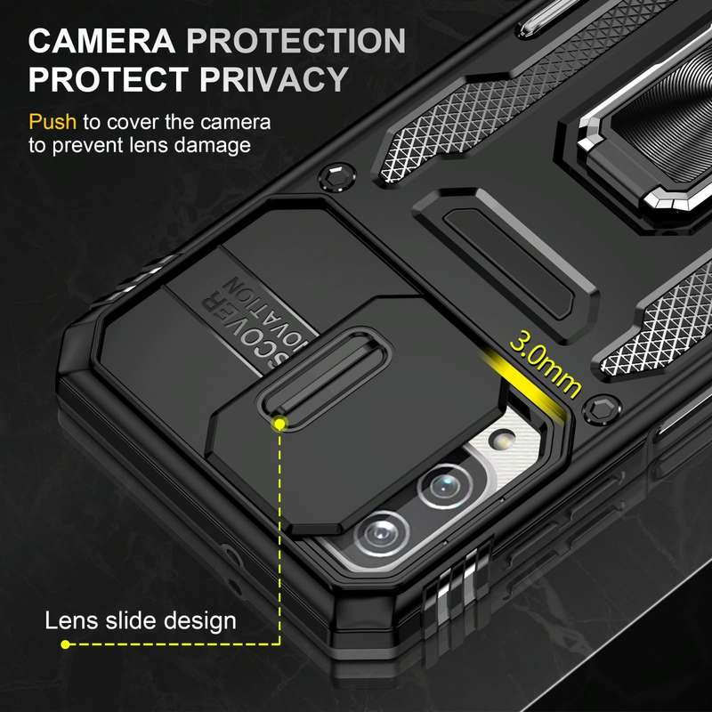 For Samsung Galaxy A12 5G/4G / M12 / F12 Armor PC + TPU Camera Shield Phone Case(Black)