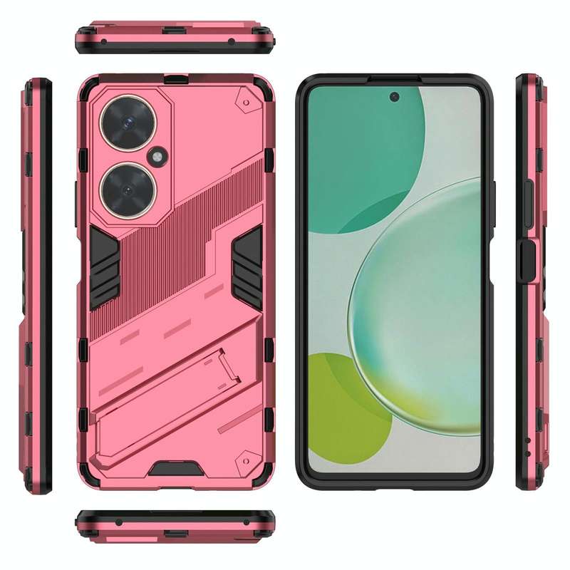 For Huawei nova 11i 4G Punk Armor 2 in 1 PC + TPU Phone Case with Holder(Light Red)