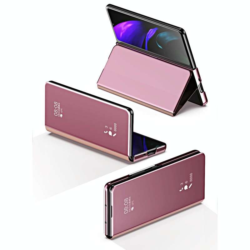 For Samsung Galaxy Z Fold3 Accurate Hole Horizontal Flip Mirror Shockproof Phone Case(Black)