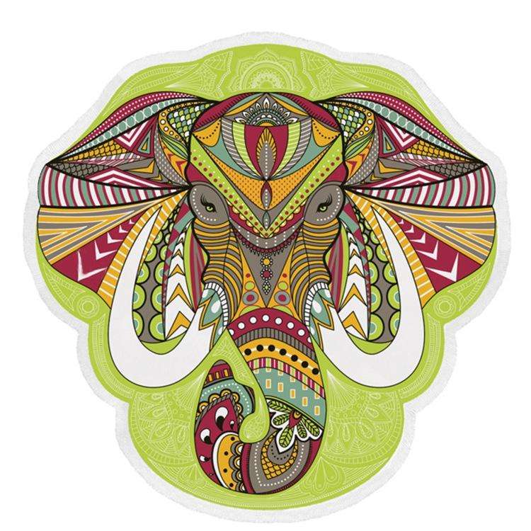 Polyester Printed Summer Bath Towel Round Elephant Sand Beach Towel Shawl Scarf, Size: 150 x 150cm