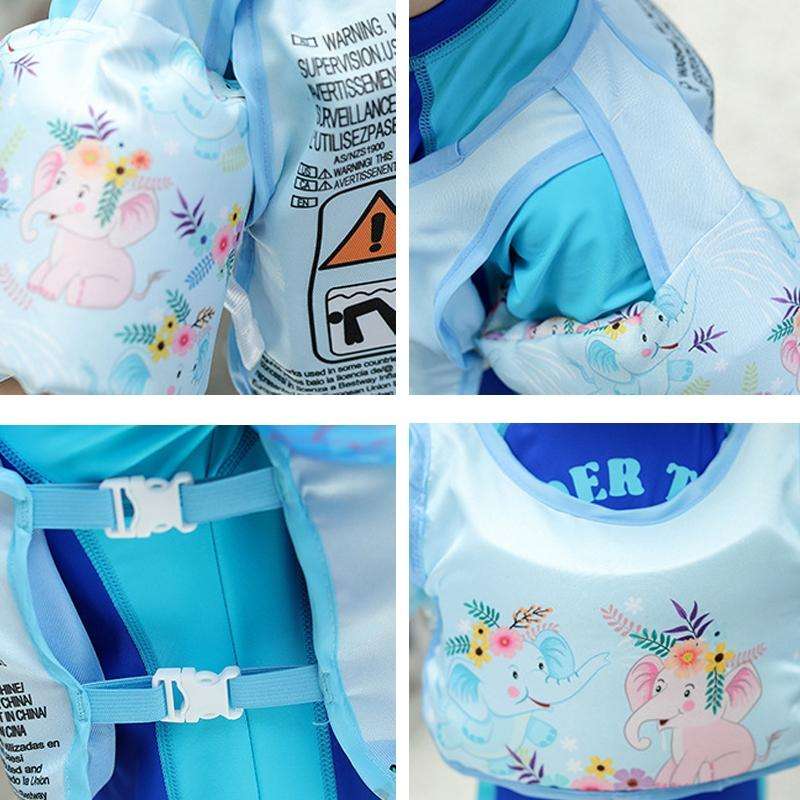 Vest-Style Children Life Jacket Baby Swimming Free Inflatable Arm Foam Life Buoy(Hip-hop Dinosaur)