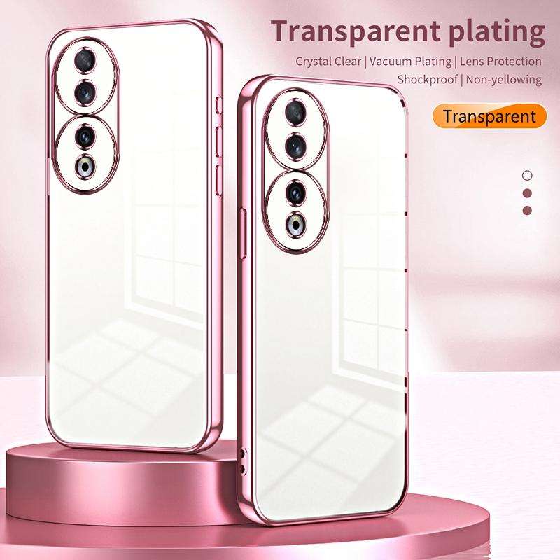 For Honor 90 Transparent Plating Fine Hole Phone Case(Black)