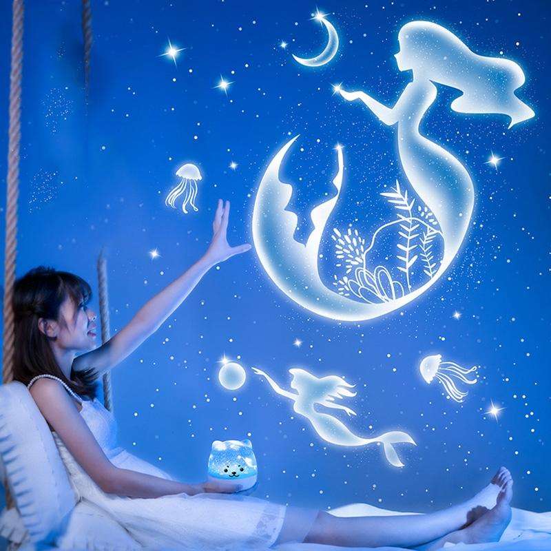 Children Starry Sky Projection Lamp USB Rotating LED Night Light Music Box Chargeable Sleeping Li...