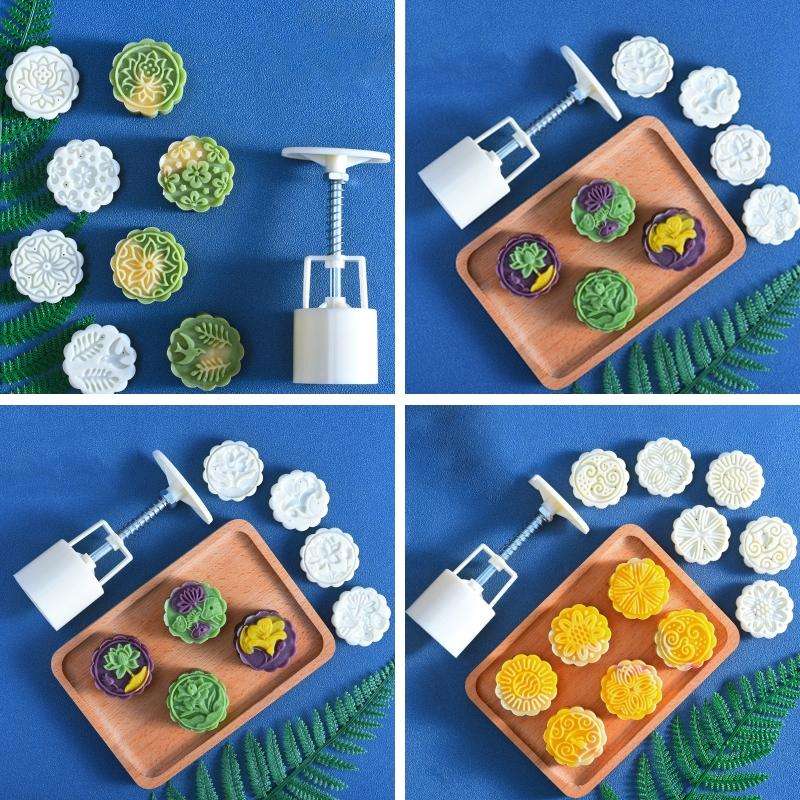 2 PCS Moon Festival Round Hand-Pressed Pastry Mold Baking Tools, Model: 36