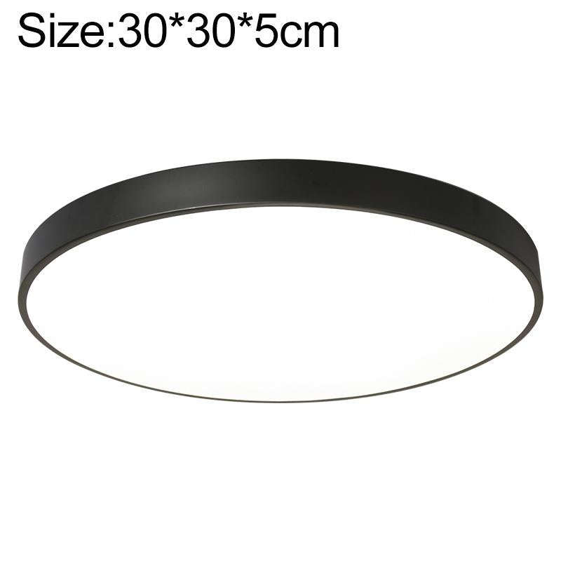 Macaron LED Round Ceiling Lamp, White Light, Size:30cm(Black)