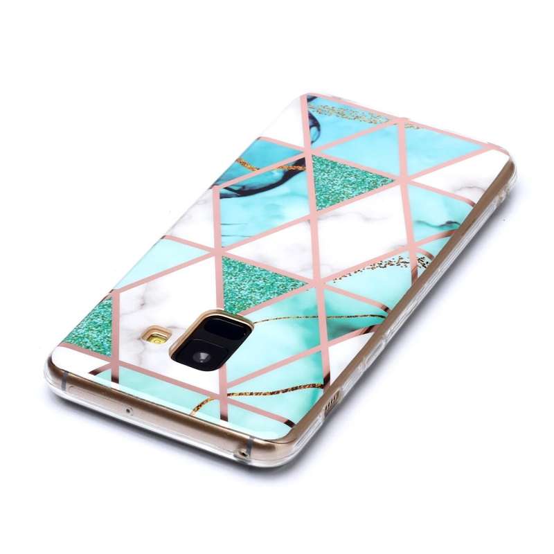 For Galaxy A8 (2018) Plating Marble Pattern Soft TPU Protective Case(Green White)
