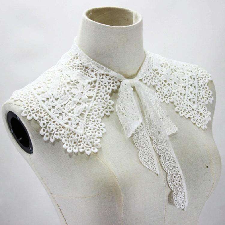 Hollow Water-soluble Fake Collar Shawl Dress Decorative Collar(White)