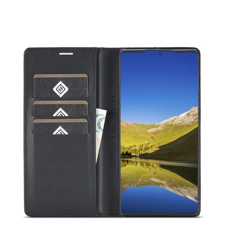 For Samsung Galaxy S22 Ultra 5G LC.IMEEKE Carbon Fiber Horizontal Flip Leather Phone Case(Vertica...