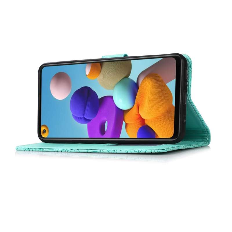 For Samsung Galaxy A21s Skin Feel Embossed Sunflower Horizontal Flip Leather Case with Holder & C...