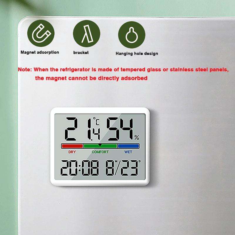 Magnetic LCD Digital Aalarm Clock Large Screen With Temperature Humidity Display(8280 Black)
