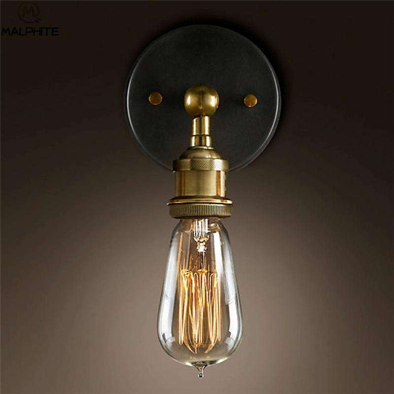 40W Vintage Wrought Iron Industrial Home Decoration Lighting Single Head Wall Lamp without Bulbs