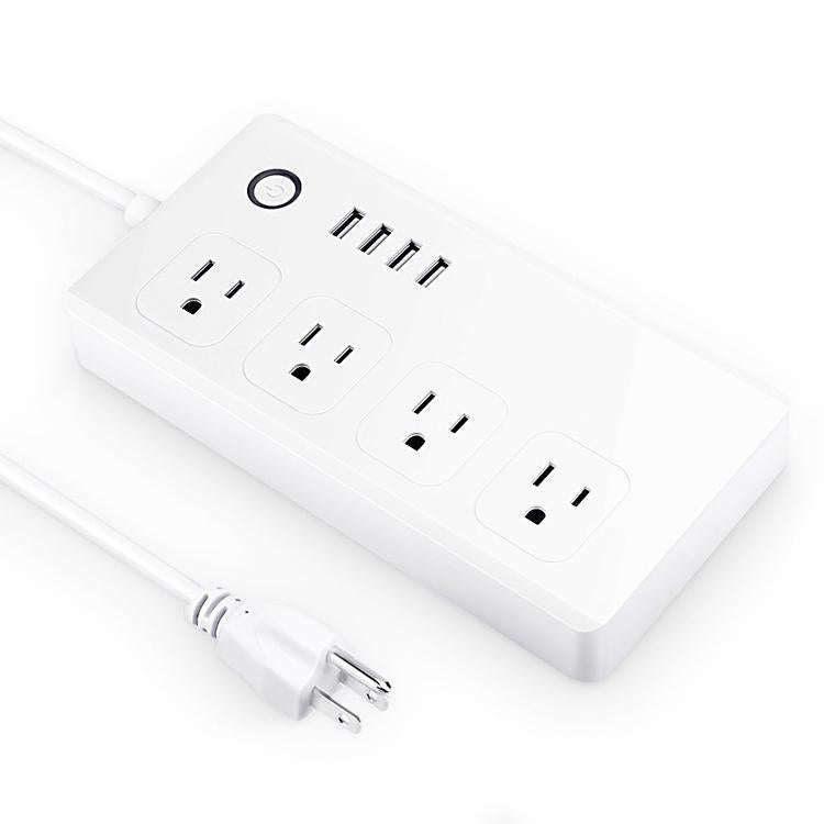 4 x USB Ports + 4 x US Plug Jack WiFi Remote Control Smart Power Socket Works with Alexa & Google...