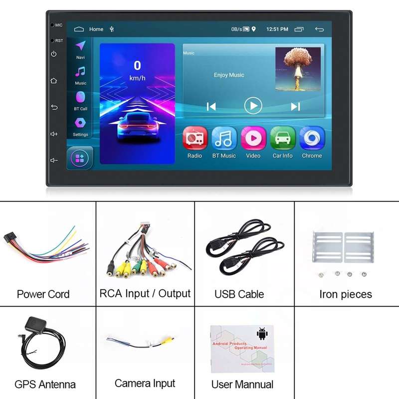 A3194 7 Inch Android 11 Central Control Carplay 2+32G Car Large Screen Navigation Reversing Video...