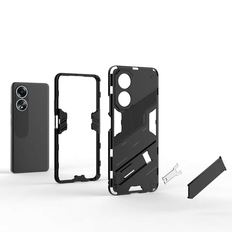 For OPPO A58 4G Global Punk Armor 2 in 1 PC + TPU Phone Case with Holder(Green)