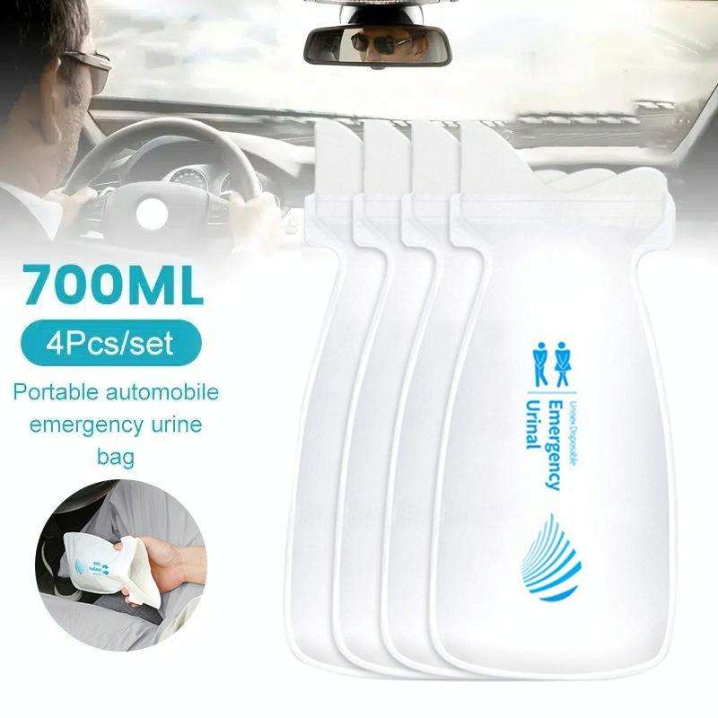 4pcs / Set Vehicle Emergency Urine Bags Unisex Disposable Portable Toilet 700ml
