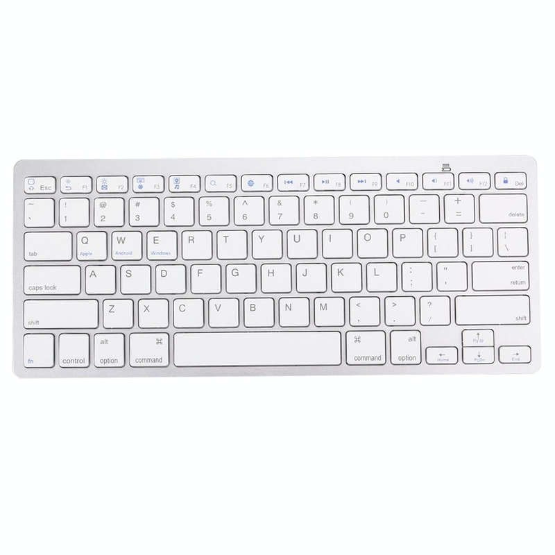 BK-3001 Bluetooth Wireless 78 Keys Ultrathin Keyboard for Windows / iPad / iPhone(Silver)