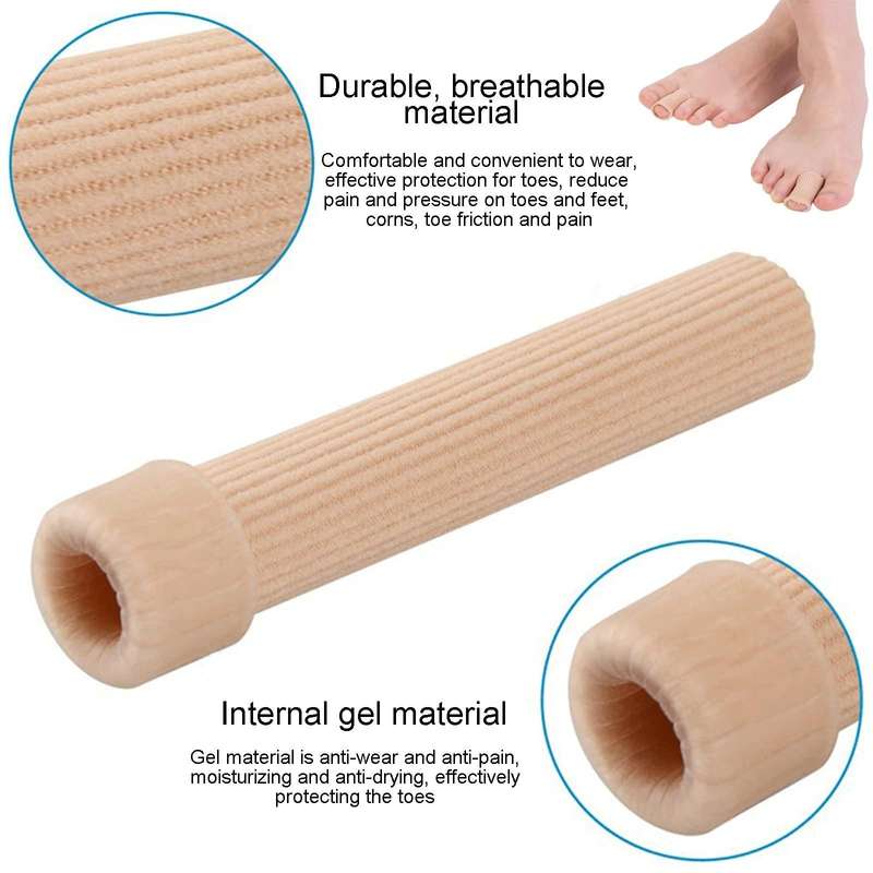 3pcs Toes Fingers Cushion Tube Sleeve Cuttable Silicone Gel Toe Pad For Corns Remover, Size: Medi...