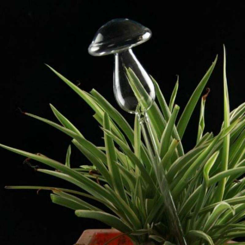 Mushroom Shape House Plants Flowers Water Feeder Automatic Self Watering Clear Glass Devices(Tran...