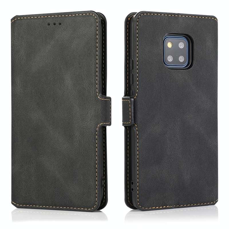 For Huawei Mate 20 Pro Retro Magnetic Closing Clasp Horizontal Flip Leather Case with Holder & Ca...
