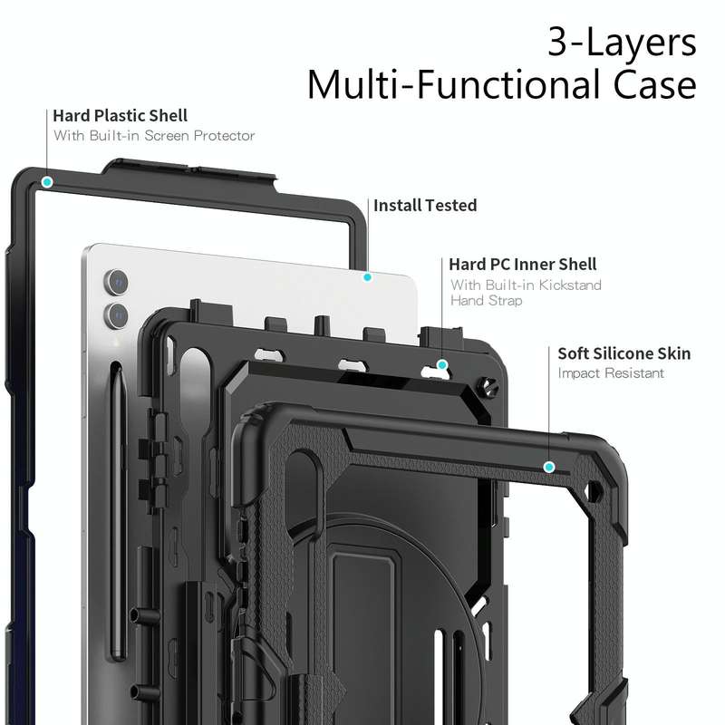 For Samsung Galaxy Tab S9 Ultra / S8 Ultra Silicone + PC Tablet Case(Black)