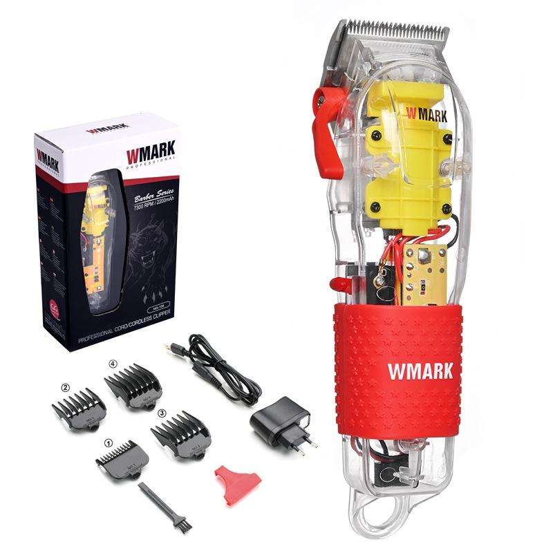 WMARK Transparent Hair Clipper With Non-slip Sleeve Rechargeable Clipper, EU Plug(108B)