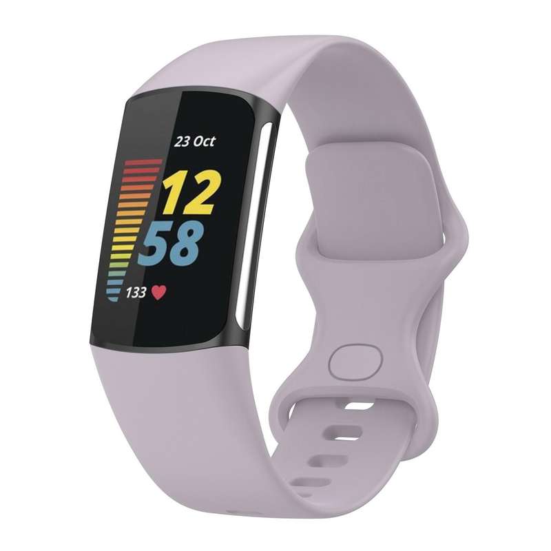For Fitbit Charge 5 Silicone Watch Band, Size:L(Lavender Purple)