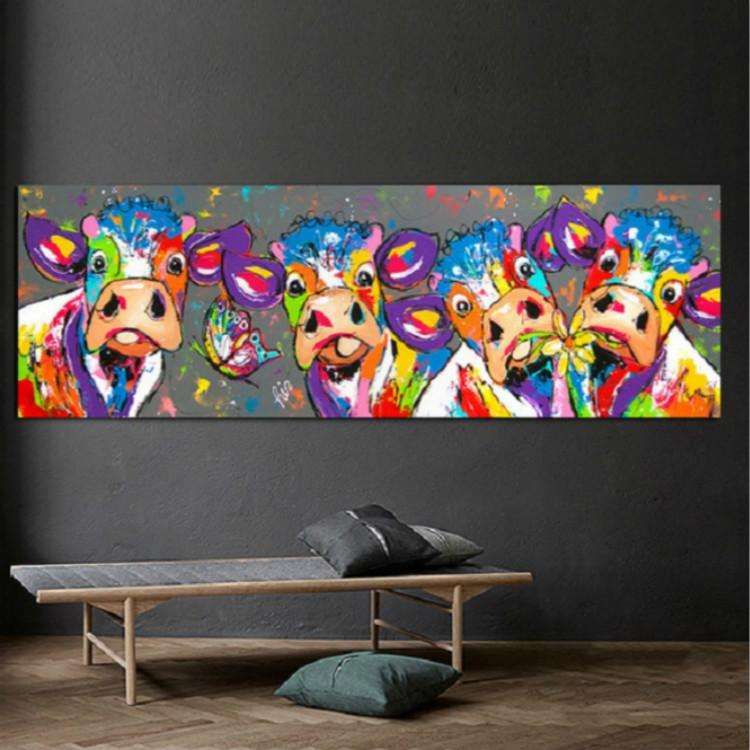 Colorful Cows Home Decoration Canvas Painting HD Inkjet Frameless Painting Core, Size:40120cm