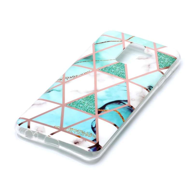For Galaxy A6+ (2018) Plating Marble Pattern Soft TPU Protective Case(Green White)