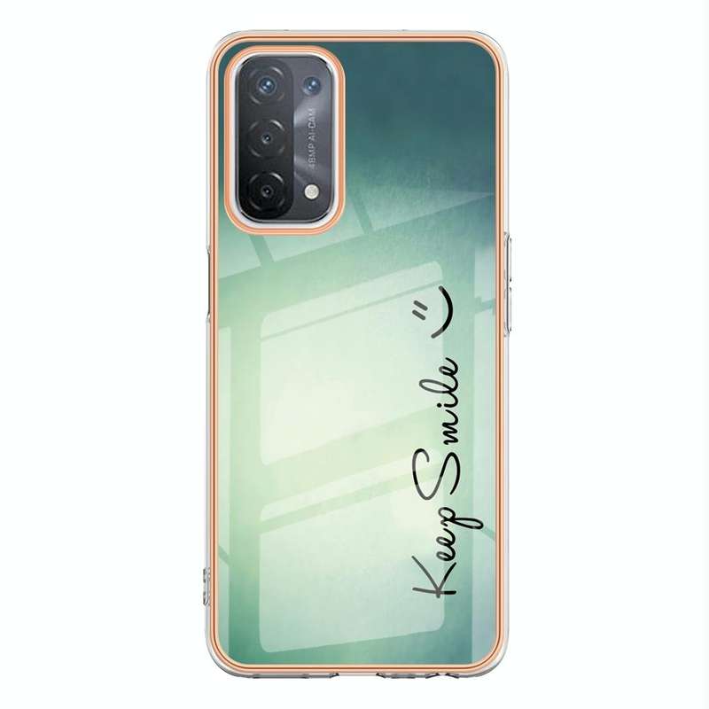 For OPPO A74 / A93 5G / A54 5G / A93s 5G Electroplating Marble Dual-side IMD Phone Case(Smile)