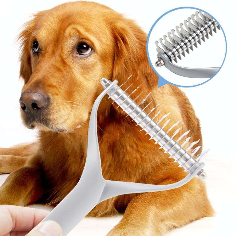 Pet Comb Zinc Alloy Double-Sided Cat Dog Cleaning Beauty Hair Removal Comb, Specification: Silver...