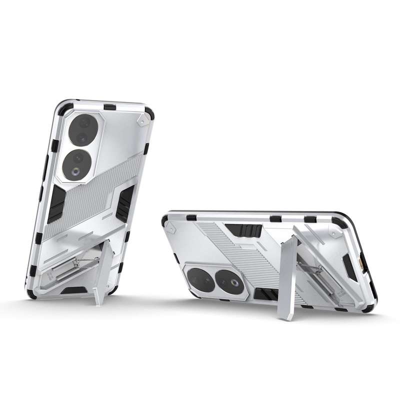 For Honor 90 Punk Armor PC + TPU Phone Case with Holder(White)