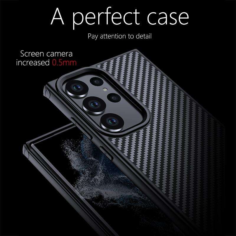 For Samsung Galaxy S23 Ultra 5G wlons Magsafe Carbon Fiber Kevlar TPU Phone Case(Black)