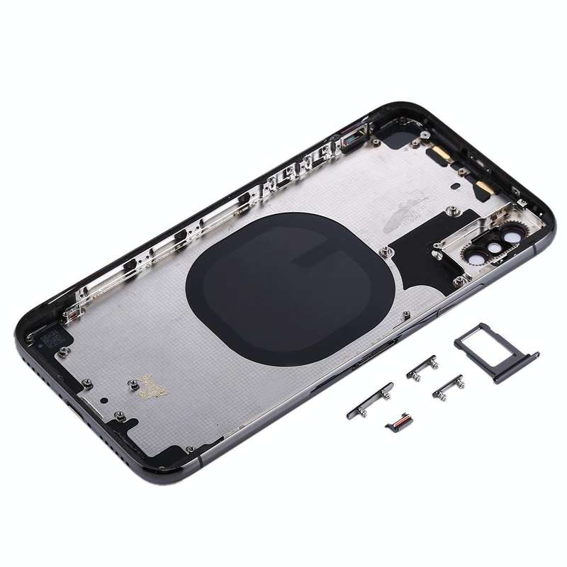 Back Housing Cover with SIM Card Tray & Side keys for iPhone X(Black)