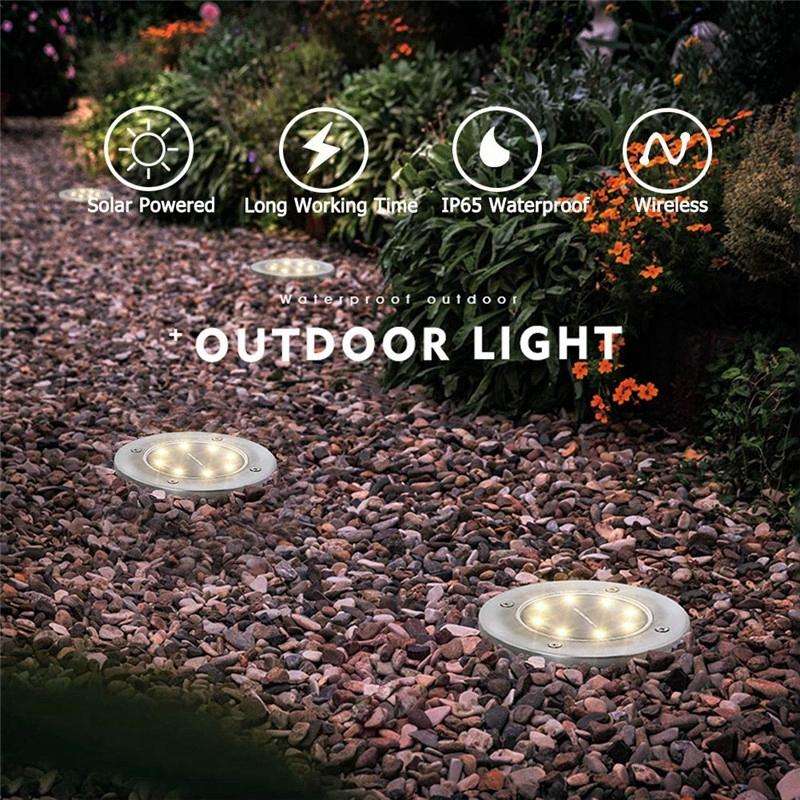2 PCS 10 LEDs Solar Powered Buried Light Under Ground Lamp IP65 Waterproof Outdoor Garden Street ...